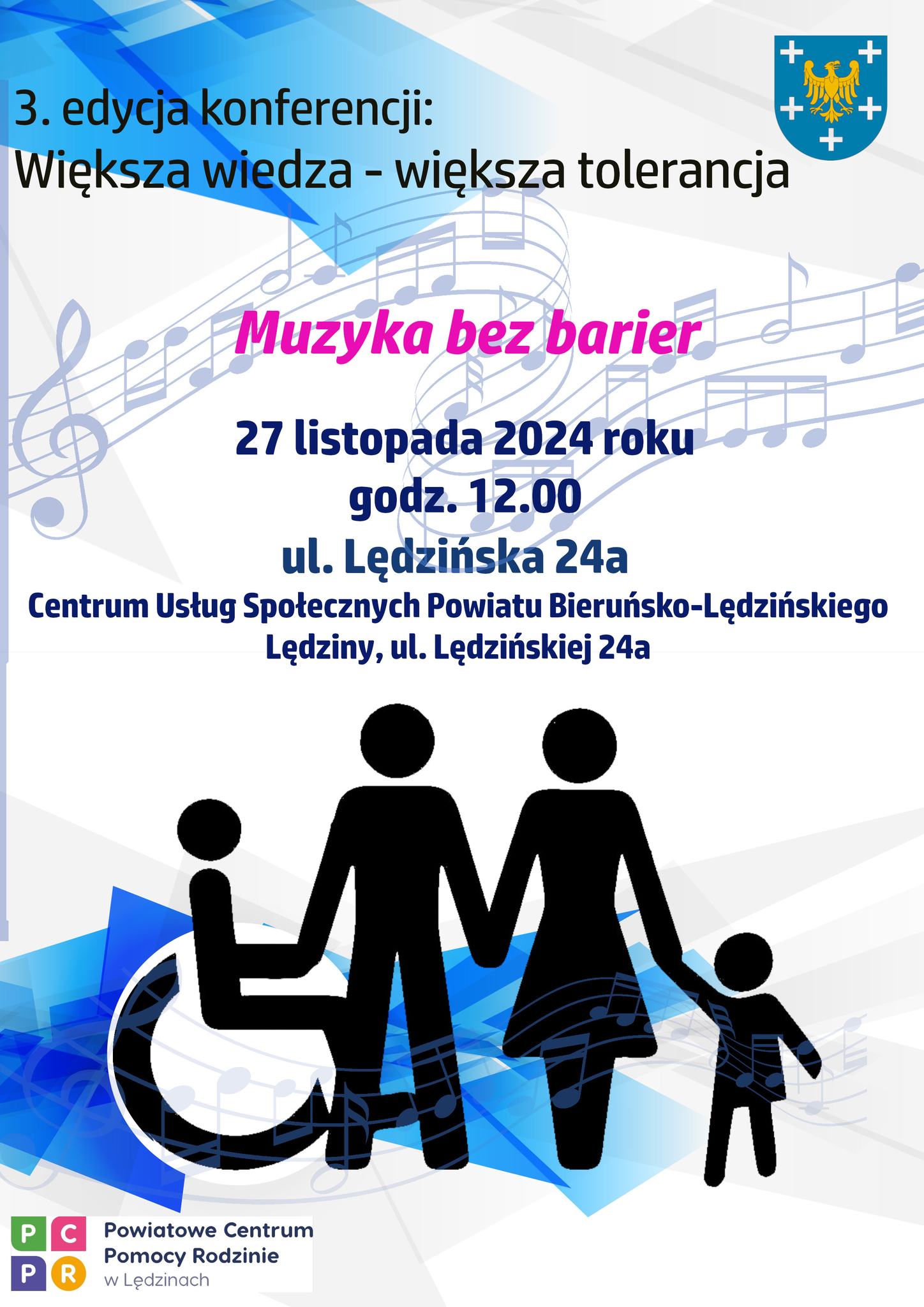 muzyka bez barier, Większa wiedza - większa tolerancja".  27 listopada 2024 r. w Centrum Usług Społecznych 