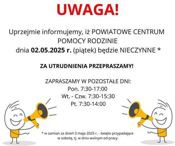 2 maja  urząd nieczynny