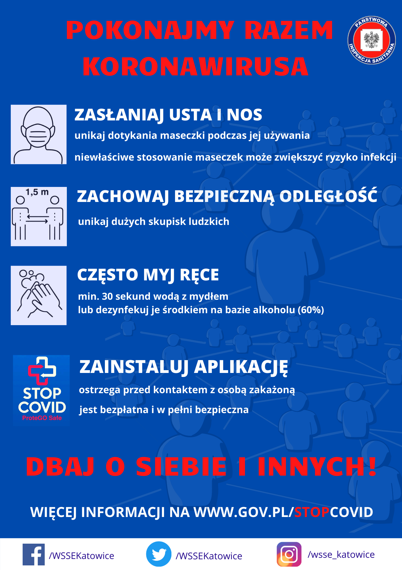 ulotka promująca aplikacje STOP COVID ProteGo Safe - pokonajmy koronowirusa